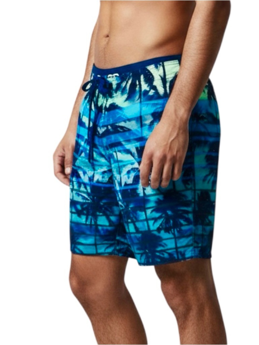 Salt Life Board Shorts SLX-QD Vapor Stretch Mens Stripe Palm Tropical NWTO